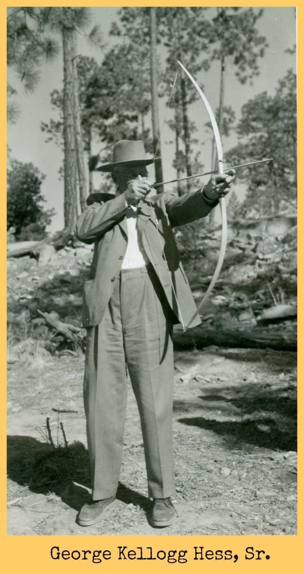 George Kellogg Hess Sr. with bow and arrow